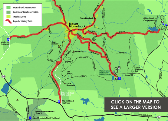 mount monadnock hiking trail map red spot trail, dublin trail, marlboro trail, old hafl way house trail, white cross trail, white dot trail, birchtoft trail, old toll road trailhead, gleason pond campground